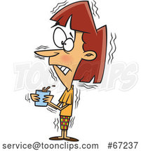 Cartoon Jittery Lady Holding a Cup of Coffee by Toonaday