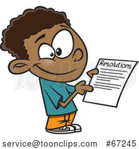 Cartoon Black Boy Going over His New Year Resolutions by Toonaday