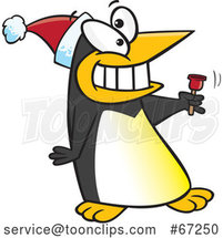 Cartoon Christmas Penguin Bell Ringer by Toonaday