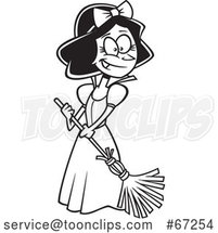 Cartoon Black and White Snow White Sweeping by Toonaday