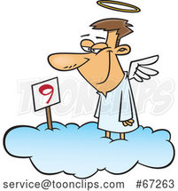 Cartoon White Angel Grinning on Cloud Nine by Toonaday