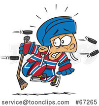 Cartoon White Boy Being Attacked with Hockey Pucks by Toonaday