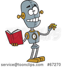 Cartoon Teacher Robot Holding a Book and Chalk by Toonaday