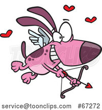 Cartoon Dog Cupid Aiming a Valentines Day Arrow by Toonaday