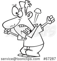 Cartoon Black and White Hot Collar Guy Screaming by Toonaday