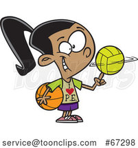 Cartoon Sporty Girl Wearing an I Love PE Shirt by Toonaday