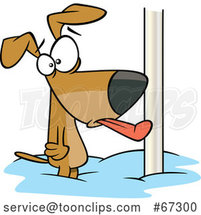 Cartoon Dog with His Tongue Stuck Frozen to a Pole by Toonaday