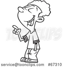 Cartoon Black and White Black Boy Making a Point by Toonaday