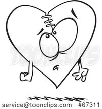 Cartoon Black and White Stitched Heart on the Mend by Toonaday