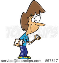 Cartoon White Female Track Coach Holding a Stopwatch by Toonaday