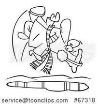 Cartoon Lineart Guy Slipping on Black Ice by Toonaday