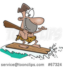 Cartoon Caveman Surfing on a Board by Toonaday