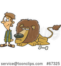 Cartoon Resting Lion and Daniel by Toonaday