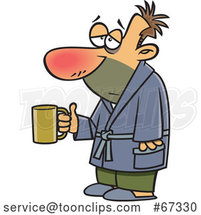 Cartoon Sick White Guy Holding a Mug by Toonaday
