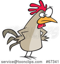 Cartoon Peeved Chicken with Hands on Hips by Toonaday