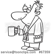 Cartoon Lineart Sick Guy Holding a Mug by Toonaday
