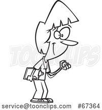 Cartoon Lineart Female Track Coach Holding a Stopwatch by Toonaday