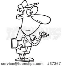 Cartoon Lineart Track Coach Holding a Stopwatch by Toonaday