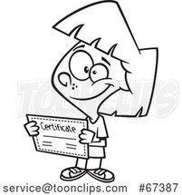 Cartoon Black and White Proud Girl Holding a Certificate by Toonaday