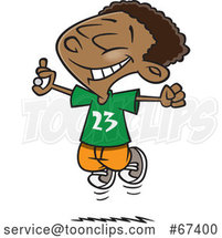 Cartoon Excited Black Boy Jumping After Finding Money by Toonaday