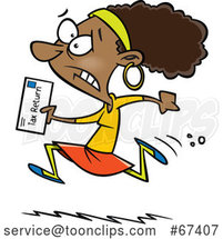 Cartoon Black Lady Running to File Taxes by the Deadline by Toonaday
