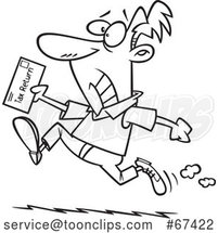 Cartoon Black and White Stressed Guy Rushing to File His Taxes by the Deadline by Toonaday