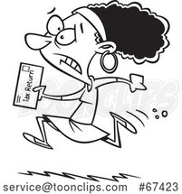Cartoon Black and White Black Lady Running to File Taxes by the Deadline by Toonaday