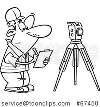 Cartoon Outline Surveyor Taking Notes by Toonaday