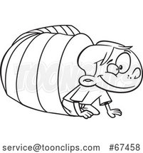 Cartoon Outline Boy Crawling from a Tunnel by Toonaday