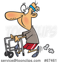 Cartoon Feisty Old Guy Walking with a Walker by Toonaday