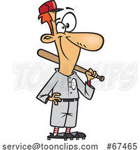 Cartoon Baseball Player Standing with a Bat by Toonaday