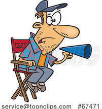 Cartoon White Film Director Using a Bullhorn by Toonaday