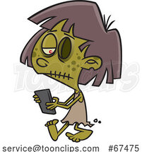 Cartoon Zombie Girl Texting by Toonaday
