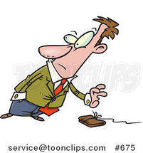 Cartoon Business Man Reaching for a Wallet on a String by Toonaday