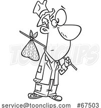 Black and White Cartoon Hobo Guy by Toonaday