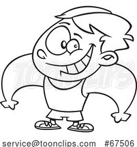 Black and White Cartoon Bulging Strong Boy by Toonaday