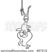 Black and White Cartoon Lady at the End of Her Rope by Toonaday