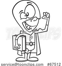 Black and White Cartoon Super Smart and Powerful School Boy by Toonaday