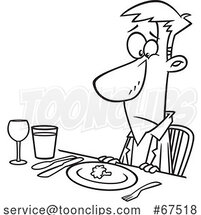 Cartoon Lineart Unhappy Guy at a Diner by Toonaday