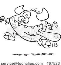 Cartoon Lineart Monster Running with Its Tongue Hanging out by Toonaday