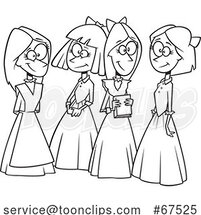 Cartoon Lineart Group of the Little Women by Toonaday