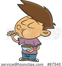 Cartoon Boy Eating Pudding by Toonaday