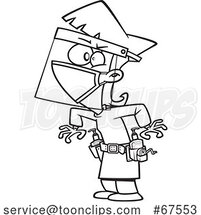 Cartoon Black and White Lady over Prepped Against a Virus by Toonaday