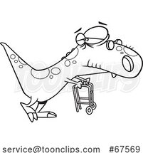 Cartoon Black and White Old Grandpa Saurus by Toonaday