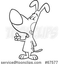 Cartoon Black and White Smart Dog Holding up a Finger and Talking by Toonaday