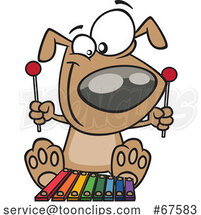 Cartoon Dog Playing a Xylophone by Toonaday