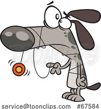 Cartoon Dog with His Snout Tangled in a Yo Yo String by Toonaday