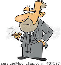 Cartoon Freud Smoking a Cigar by Toonaday