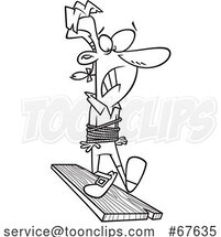 Cartoon Outline Guy Walking the Plank by Toonaday
