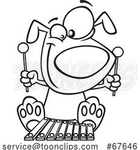Cartoon Outline Dog Playing a Xylophone by Toonaday